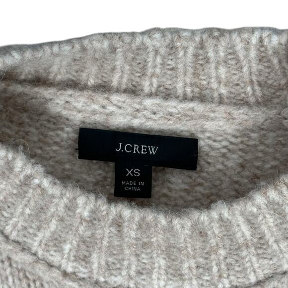 J CREW Button Shoulder Heather Crewneck Tan Sweater Women's Size XS Knit - Picture 5 of 7
